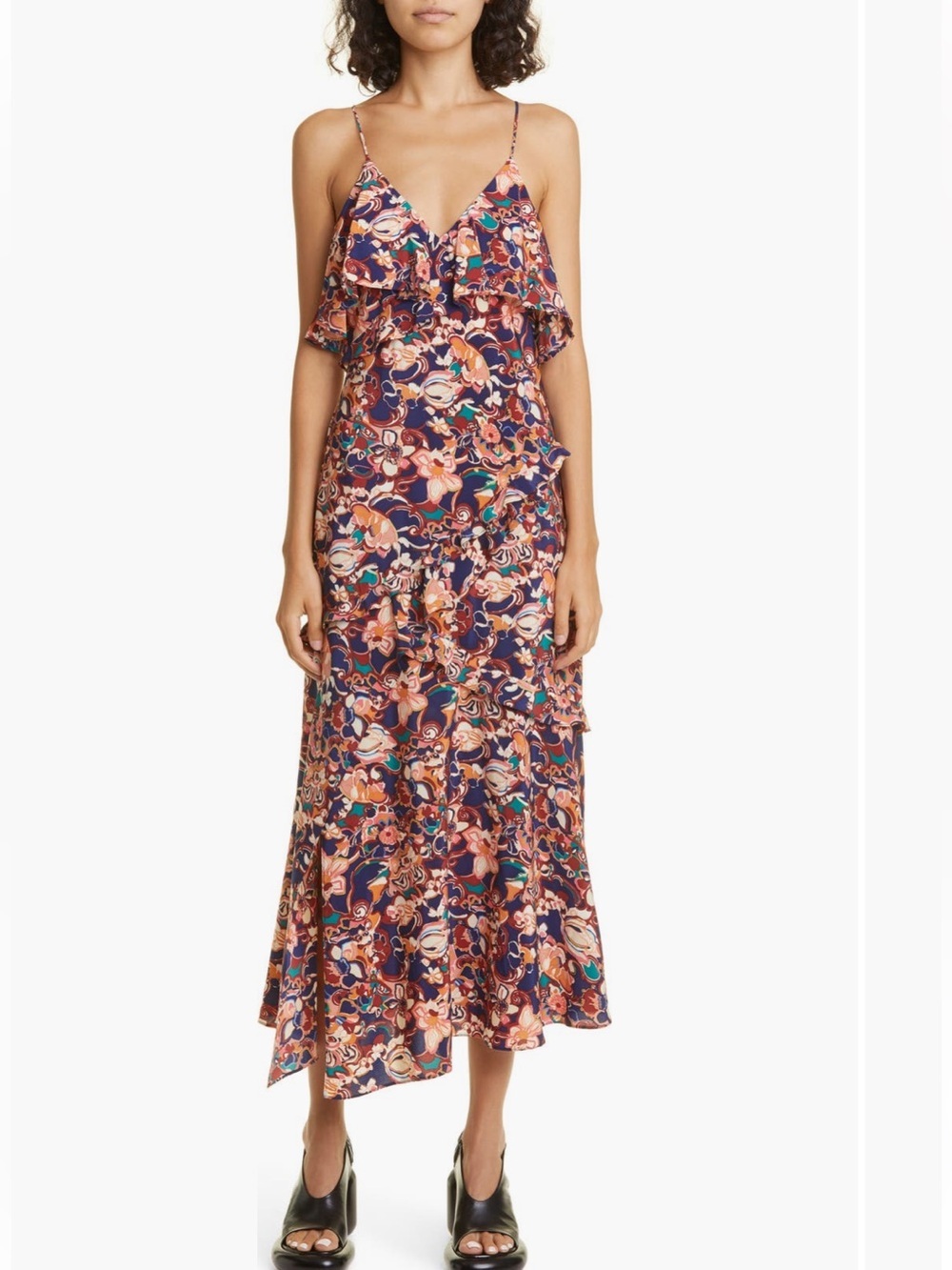 A.L.C. Penelope Silk Floral Dress in Navy